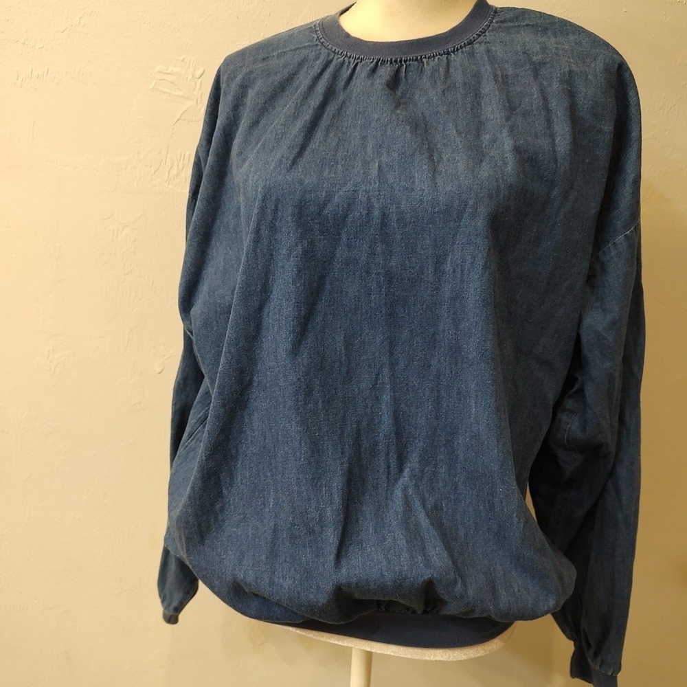 Vtg 80s Made USA Denim Pullover Sweatshirt‎ Peanut Butter Jelly XL Cottage Core